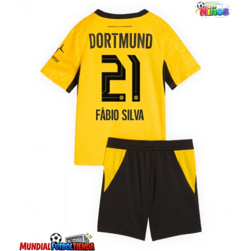 Camiseta Borussia Dortmund Fabio Silva #21 Primera Equipación Replica 2026-27 para niños mangas cortas (+ Pantalones cortos)